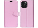 Lederhülle Karten Wallet Ledertasche Etui für Apple iPhone 16 Pro in rosa von Screenguard