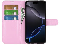 Lederhülle Portemonnaie Karten Ledertasche für Apple iPhone 16 Pro in rosa von Screenguard