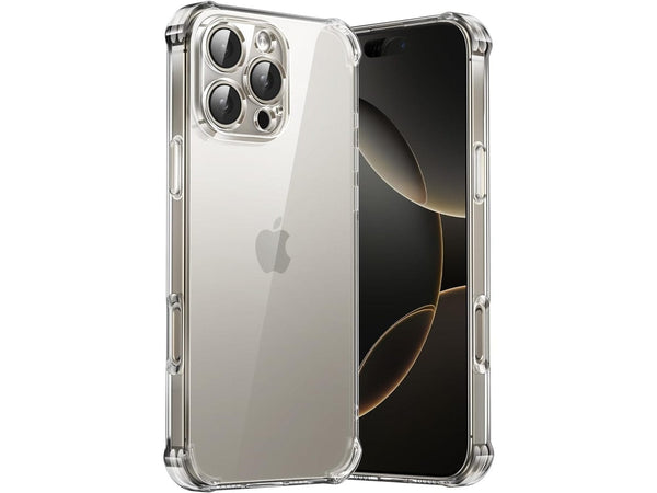 Hoch transparenter TPU Gummi Schutz Handy Hülle Clear Case klar mit verstärkten Schutzecken Bumper für das Apple iPhone 16 Pro Max Display und Gehäuse in transparent von Screenguard