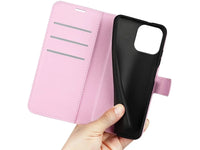 Lederhülle Karten Wallet Ledertasche Etui für Apple iPhone 16 Pro Max in rosa von Screenguard