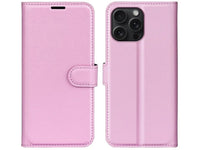 Lederhülle Karten Wallet Ledertasche Etui für Apple iPhone 16 Pro Max in rosa von Screenguard