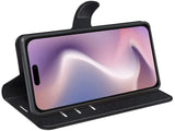 Lederhülle Karten Wallet Ledertasche Etui für Apple iPhone 16 Pro Max in schwarz von Screenguard