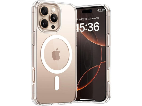 Das Magnetic MagSafe Clear Case von Screenguard schützt Ihr Apple iPhone 16 Pro Max effektiv vor Schäden bei Sturz oder Stoss. Erhöhter Rahmen rund um das Display und Kamera gegen Kratzer und Dellen. Transparenter Schutz mit Magnetring. Zum Wireless Aufladen mit MagSafe kompatiblen Zubehör.