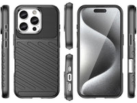 Moderne Design Hülle Cover für das Apple iPhone 16 Pro mit Stripes zum Schutz von Kratzern, Dellen, Display aus TPU Gummi in schwarz von Screenguard