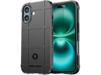 Widerstandsfähige, stabile Outdoor Sport Hülle für das Apple iPhone 16 für Handwerker, Baustelle, Business, äusserst stabil mit erhöhten Rändern und Kanten in schwarz von Screenguard