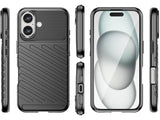 Moderne Design Hülle Cover für das Apple iPhone 16 mit Stripes zum Schutz von Kratzern, Dellen, Display aus TPU Gummi in schwarz von Screenguard
