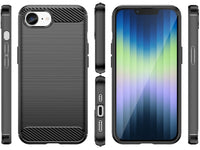 Flexible Handy Schutzhülle mit gebürster Carbon Textur auf der Rückseite für zum Schutz des Apple iPhone 16e  Display und Gehäuse Case in schwarz von Screenguard