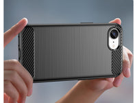 Flexible Handy Schutzhülle mit gebürster Carbon Textur auf der Rückseite für zum Schutz des Apple iPhone 16e  Display und Gehäuse Case in schwarz von Screenguard