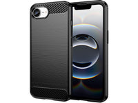 Flexible Handy Schutzhülle mit gebürster Carbon Textur auf der Rückseite für zum Schutz des Apple iPhone 16e  Display und Gehäuse Case in schwarz von Screenguard