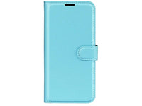 Lederhülle Karten Wallet Ledertasche Etui für Apple iPhone 16e in hellblau von Screenguard