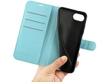 Lederhülle Karten Wallet Ledertasche Etui für Apple iPhone 16e in hellblau von Screenguard