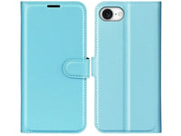 Lederhülle Karten Wallet Ledertasche Etui für Apple iPhone 16e in hellblau von Screenguard