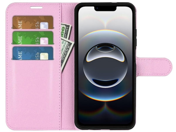 Lederhülle Portemonnaie Karten Ledertasche für Apple iPhone 16e in rosa von Screenguard