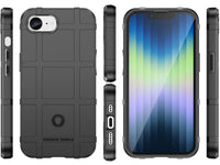 Widerstandsfähige, stabile Outdoor Sport Hülle für das Apple iPhone 16e für Handwerker, Baustelle, Business, äusserst stabil mit erhöhten Rändern und Kanten in schwarz von Screenguard