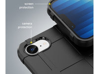 Widerstandsfähige, stabile Outdoor Sport Hülle für das Apple iPhone 16e für Handwerker, Baustelle, Business, äusserst stabil mit erhöhten Rändern und Kanten in schwarz von Screenguard