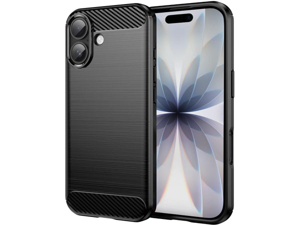 Flexible Handy Schutzhülle mit gebürster Carbon Textur auf der Rückseite für zum Schutz des Apple iPhone 17  Display und Gehäuse Case in schwarz von Screenguard