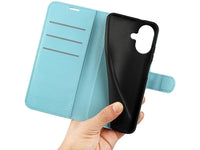 Lederhülle Karten Wallet Ledertasche Etui für Apple iPhone 17 in hellblau von Screenguard