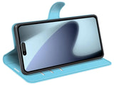 Lederhülle Karten Wallet Ledertasche Etui für Apple iPhone 17 in hellblau von Screenguard