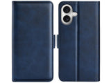 Veganes Flip Case Leder Etui Hülle mit Karten Fächer und Sichtfenster für Apple iPhone 17 in dunkelblau von Screenguard