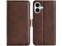 Veganes Flip Case Leder Etui Hülle mit Karten Fächer und Sichtfenster für Apple iPhone 17 in mokka von Screenguard