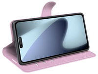 Lederhülle Karten Wallet Ledertasche Etui für Apple iPhone 17 in rosa von Screenguard