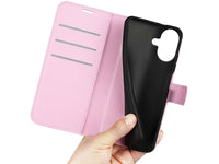 Lederhülle Karten Wallet Ledertasche Etui für Apple iPhone 17 in rosa von Screenguard