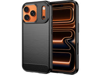 Flexible Handy Schutzhülle mit gebürster Carbon Textur auf der Rückseite für zum Schutz des Apple iPhone 17 Pro  Display und Gehäuse Case in schwarz von Screenguard