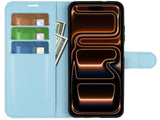 Lederhülle Portemonnaie Karten Ledertasche für Apple iPhone 17 Pro in hellblau von Screenguard