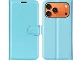 Lederhülle Karten Wallet Ledertasche Etui für Apple iPhone 17 Pro in hellblau von Screenguard