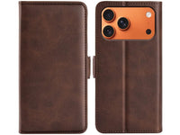 Veganes Flip Case Leder Etui Hülle mit Karten Fächer und Sichtfenster für Apple iPhone 17 Pro in mokka von Screenguard