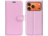 Lederhülle Karten Wallet Ledertasche Etui für Apple iPhone 17 Pro in rosa von Screenguard