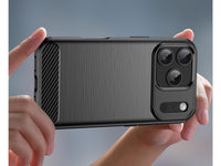 Flexible Handy Schutzhülle mit gebürster Carbon Textur auf der Rückseite für zum Schutz des Apple iPhone 17 Pro Max  Display und Gehäuse Case in schwarz von Screenguard