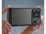 Flexible Handy Schutzhülle mit gebürster Carbon Textur auf der Rückseite für zum Schutz des Apple iPhone 17 Pro Max  Display und Gehäuse Case in schwarz von Screenguard