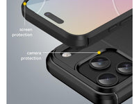 Flexible Handy Schutzhülle mit gebürster Carbon Textur auf der Rückseite für zum Schutz des Apple iPhone 17 Pro Max  Display und Gehäuse Case in schwarz von Screenguard
