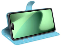 Lederhülle Karten Wallet Ledertasche Etui für Apple iPhone 17 Pro Max in hellblau von Screenguard