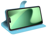 Lederhülle Karten Wallet Ledertasche Etui für Apple iPhone 17 Pro Max in hellblau von Screenguard