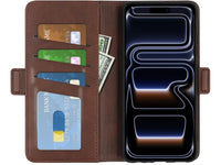 Veganes Flip Case Leder Etui Hülle mit Karten Fächer und Sichtfenster für Apple iPhone 17 Pro Max in mokka von Screenguard