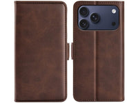 Veganes Flip Case Leder Etui Hülle mit Karten Fächer und Sichtfenster für Apple iPhone 17 Pro Max in mokka von Screenguard