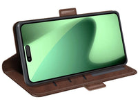 Veganes Flip Case Leder Etui Hülle mit Karten Fächer und Sichtfenster für Apple iPhone 17 Pro Max in mokka von Screenguard