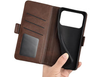 Veganes Flip Case Leder Etui Hülle mit Karten Fächer und Sichtfenster für Apple iPhone 17 Pro Max in mokka von Screenguard