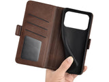 Veganes Flip Case Leder Etui Hülle mit Karten Fächer und Sichtfenster für Apple iPhone 17 Pro Max in mokka von Screenguard