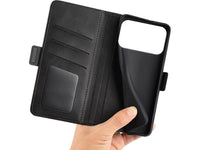 Veganes Flip Case Leder Etui Hülle mit Karten Fächer und Sichtfenster für Apple iPhone 17 Pro Max in schwarz von Screenguard