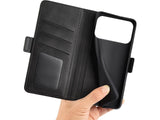 Veganes Flip Case Leder Etui Hülle mit Karten Fächer und Sichtfenster für Apple iPhone 17 Pro Max in schwarz von Screenguard
