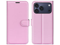 Lederhülle Karten Wallet Ledertasche Etui für Apple iPhone 17 Pro Max in rosa von Screenguard