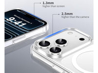 Das Magnetic MagSafe Clear Case von Screenguard schützt Ihr Apple iPhone 17 Pro Max effektiv vor Schäden bei Sturz oder Stoss. Erhöhter Rahmen rund um das Display und Kamera gegen Kratzer und Dellen. Transparenter Schutz mit Magnetring. Zum Wireless Aufladen mit MagSafe kompatiblen Zubehör.