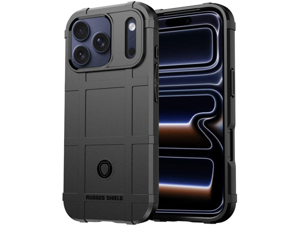 Widerstandsfähige, stabile Outdoor Sport Hülle für das Apple iPhone 17 Pro Max für Handwerker, Baustelle, Business, äusserst stabil mit erhöhten Rändern und Kanten in schwarz von Screenguard