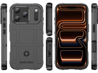 Widerstandsfähige, stabile Outdoor Sport Hülle für das Apple iPhone 17 Pro für Handwerker, Baustelle, Business, äusserst stabil mit erhöhten Rändern und Kanten in schwarz von Screenguard