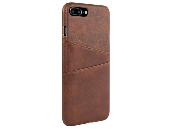 CardCaddy Leder Backcase mit Kartenfächern für Apple iPhone 8 Plus in braun von Screenguard