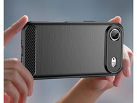 Flexible Handy Schutzhülle mit gebürster Carbon Textur auf der Rückseite für zum Schutz des Apple iPhone Air  Display und Gehäuse Case in schwarz von Screenguard