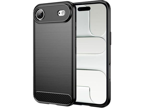 Flexible Handy Schutzhülle mit gebürster Carbon Textur auf der Rückseite für zum Schutz des Apple iPhone Air  Display und Gehäuse Case in schwarz von Screenguard